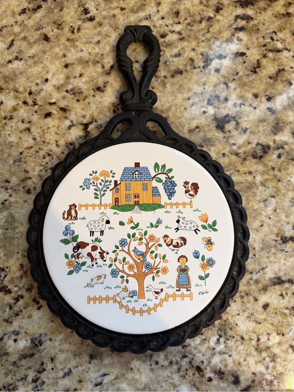 Vintage Jamestown China Country Home Cast Iron Trivet